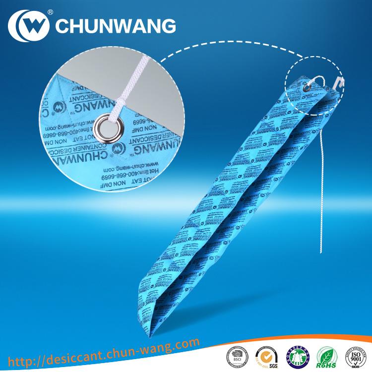 Desiccant strap hanging container